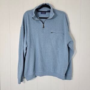 Pendleton Blue Pullover Sweater 1/4 Zipper Mock Neck Mens Size Large